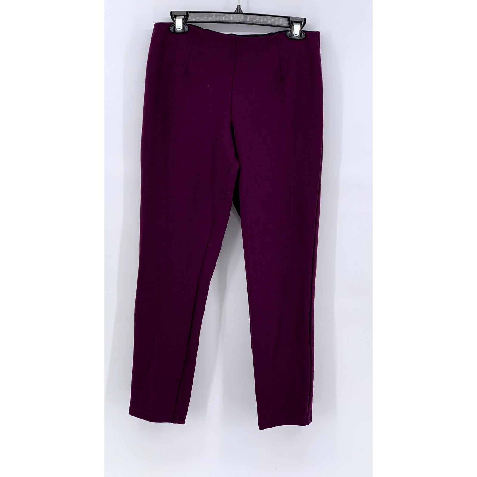 CALVIN KLEIN Women's Burgundy Solid Pull-On Ankle Pants SZ 10