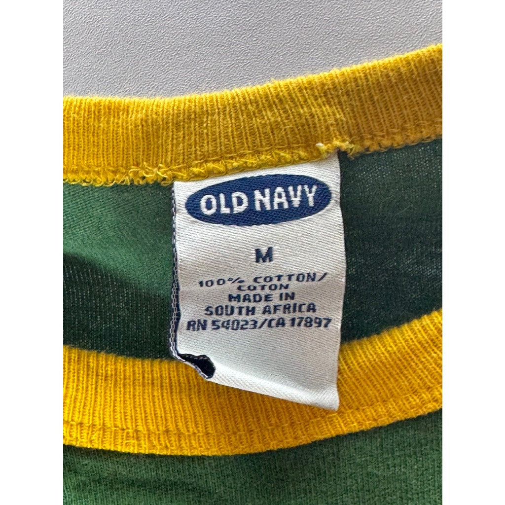OLD NAVY Women's Green/Yellow #4 Crewneck Short Sleeve Top SZ M