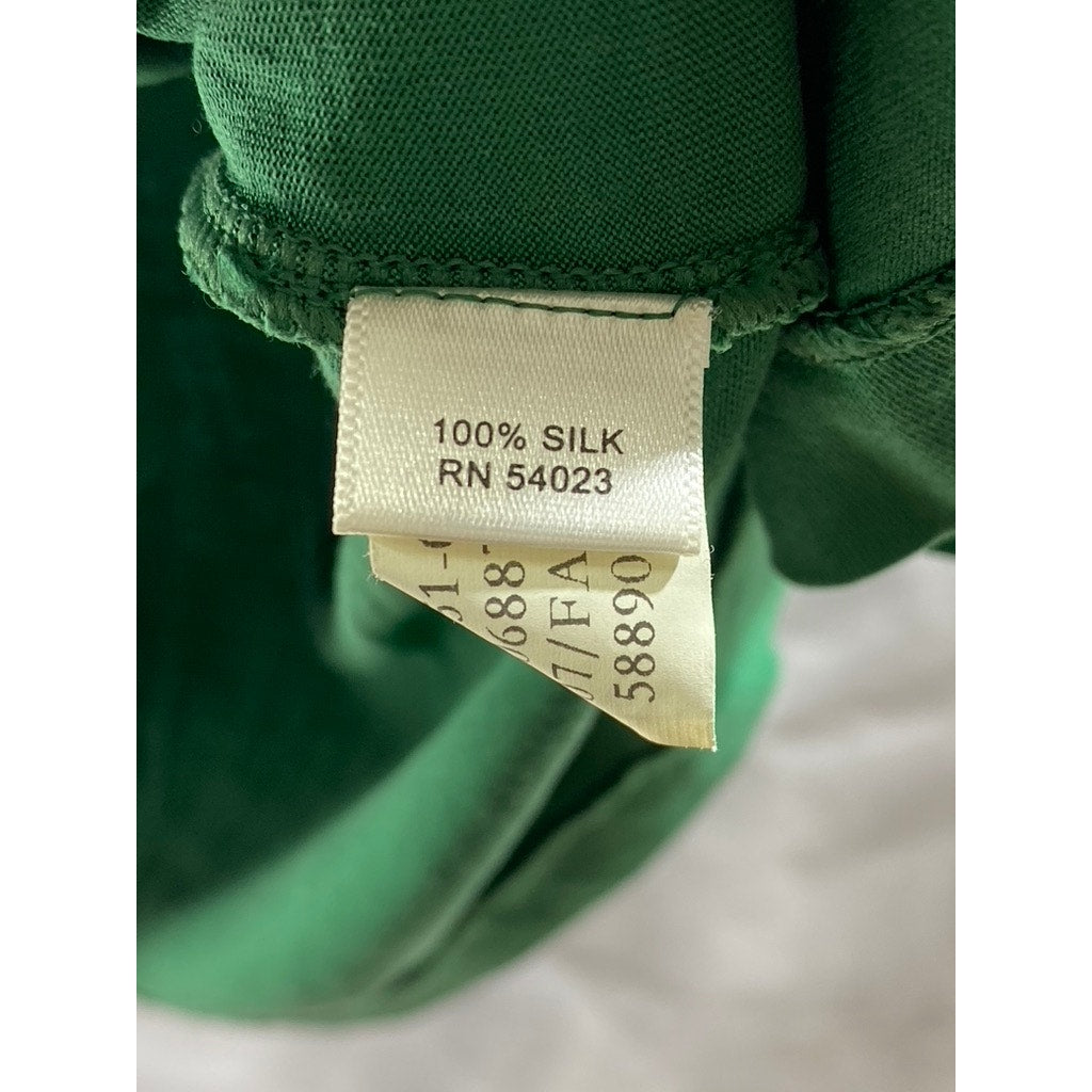 BANANA REPUBLIC Women's Green Silk Scoop-Neck Pleated Tank Top SZ M