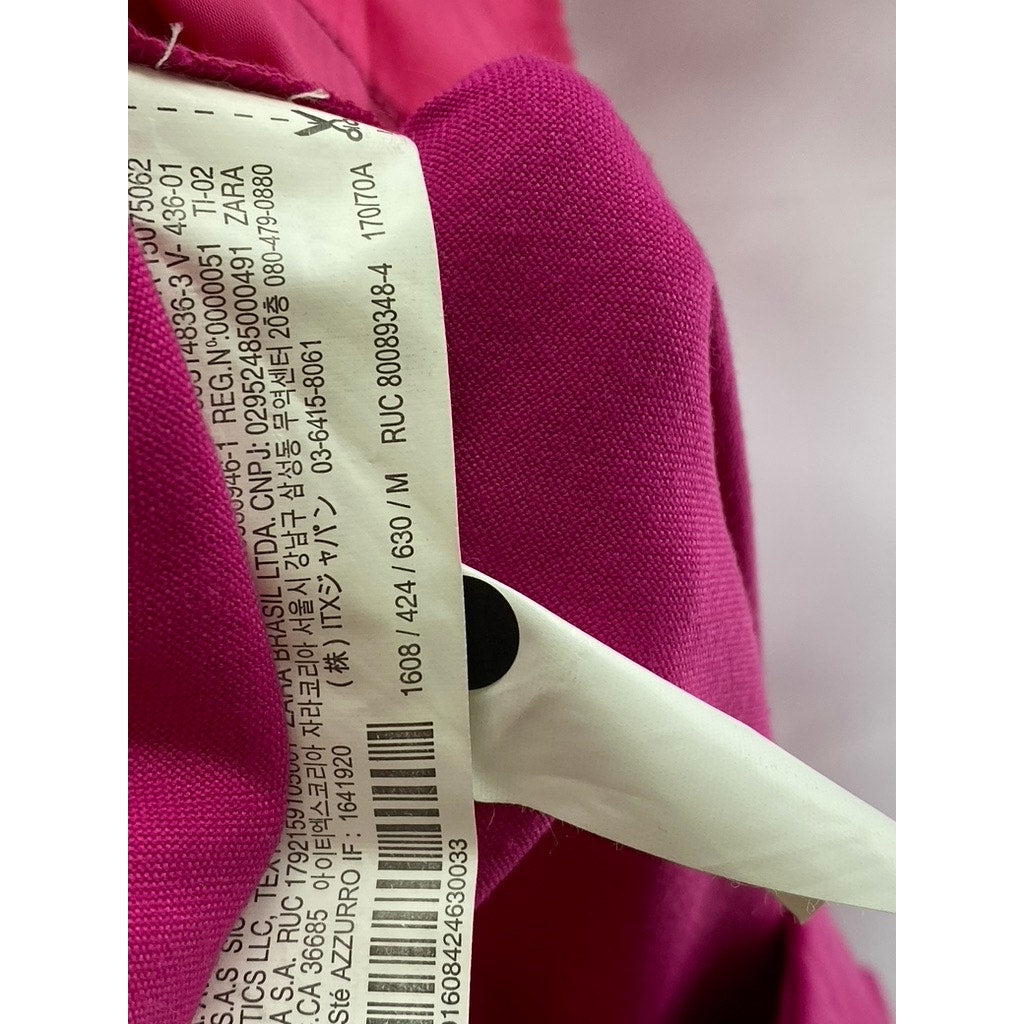 ZARA Women's Pink Wide Leg High-Rise Relaxed-Fit Trousers SZ M