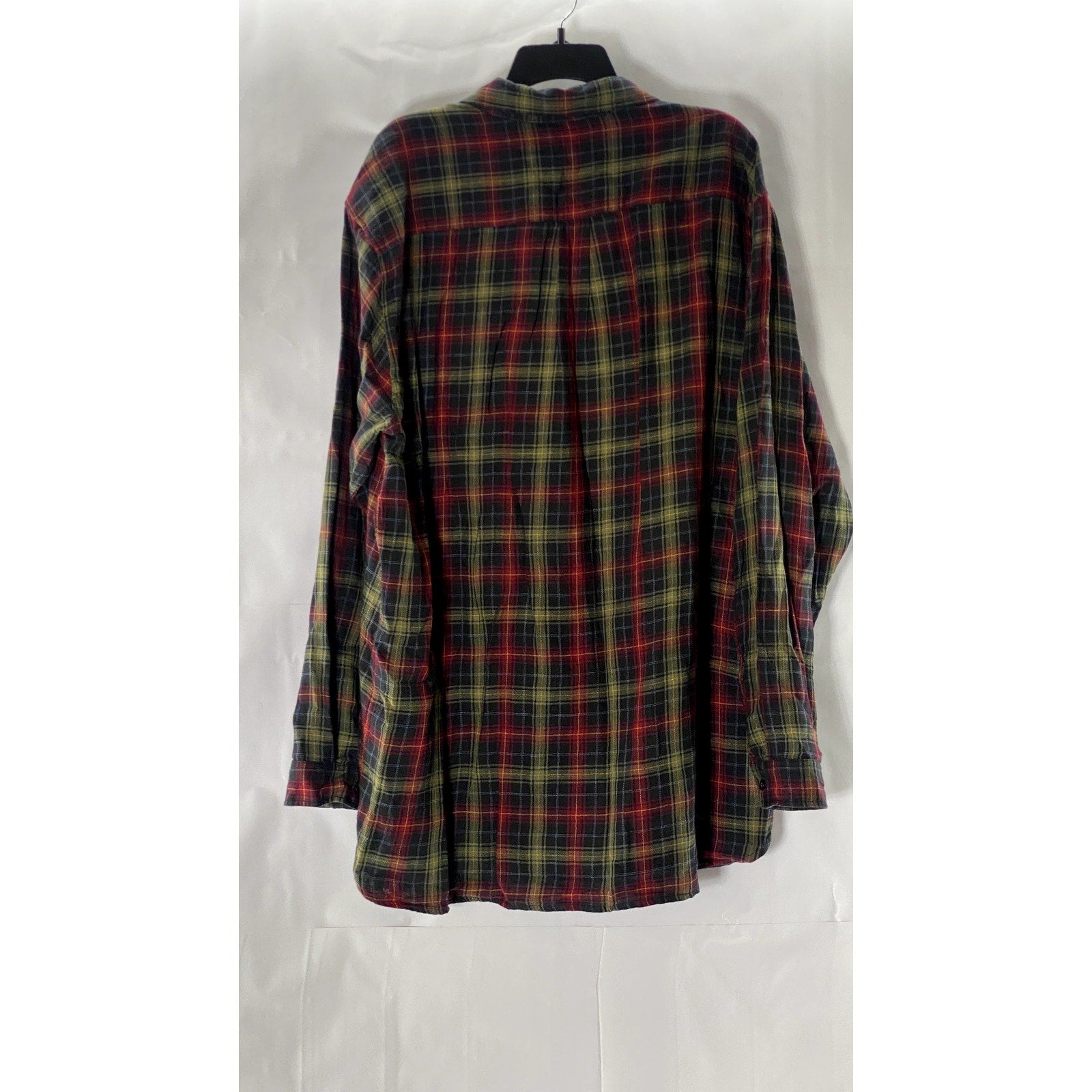 CARBON2COBALT Men's Tall Red/Green Plaid Flannel Button-Up Shirt SZ XL/T