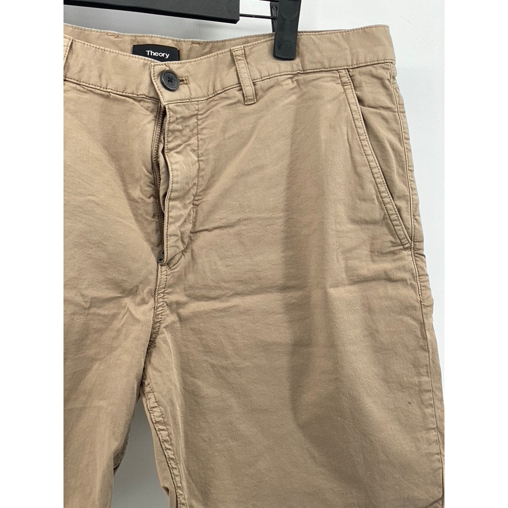THEORY Men's Tan Brewer Patton Regular-Fit Chino Shorts SZ 34