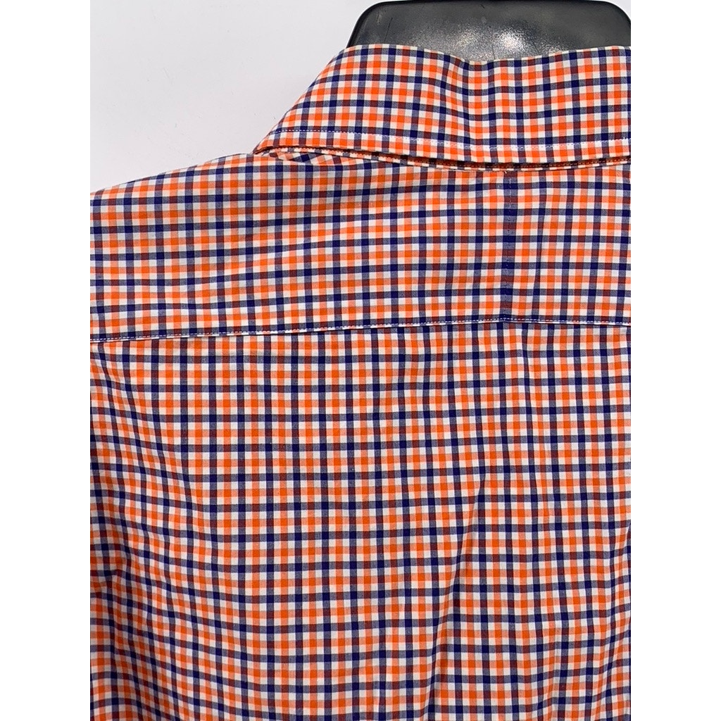 POLO RALPH LAUREN Men's Orange-Navy Gingham Button-Up Long Sleeve Shirt SZ 2XL