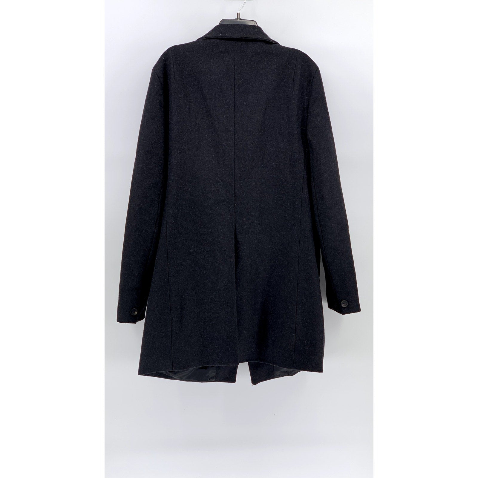 ALLSAINTS Men's Black Wool-Blend Shawl Collar Regular-Fit Pea Coat SZ 40