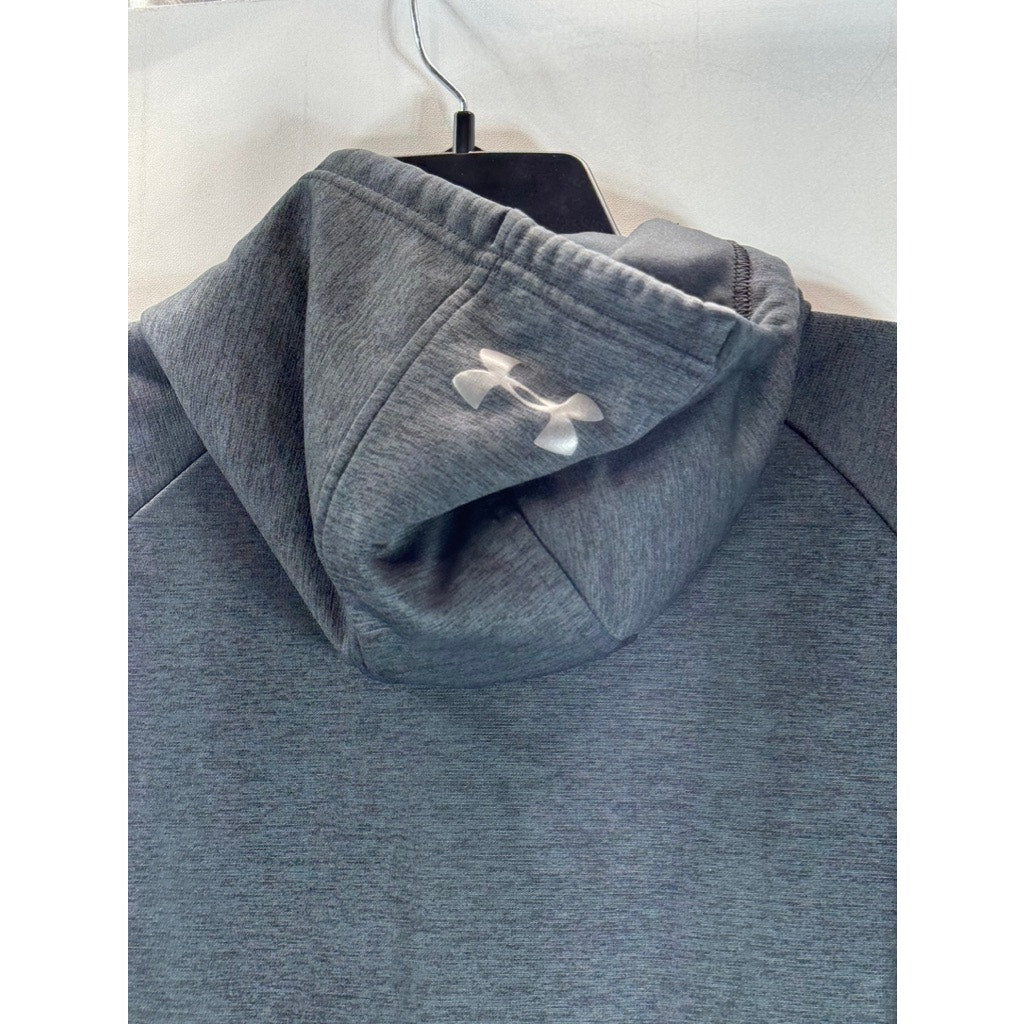 UNDER ARMOUR Men's Gray Coldgear Graphic Loose-Fit Pullover Hoodie SZ L