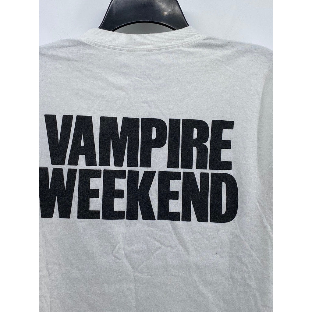 AMERICAN APPAREL Men's White Vampire Weekend Graphic Crewneck Cotton T-Shirt SZM