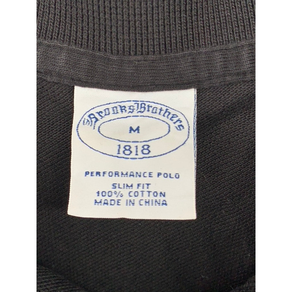 BROOKS BROTHERS Men's Black Slim-Fit Short Sleeve Performance Polo Shirt SZ M