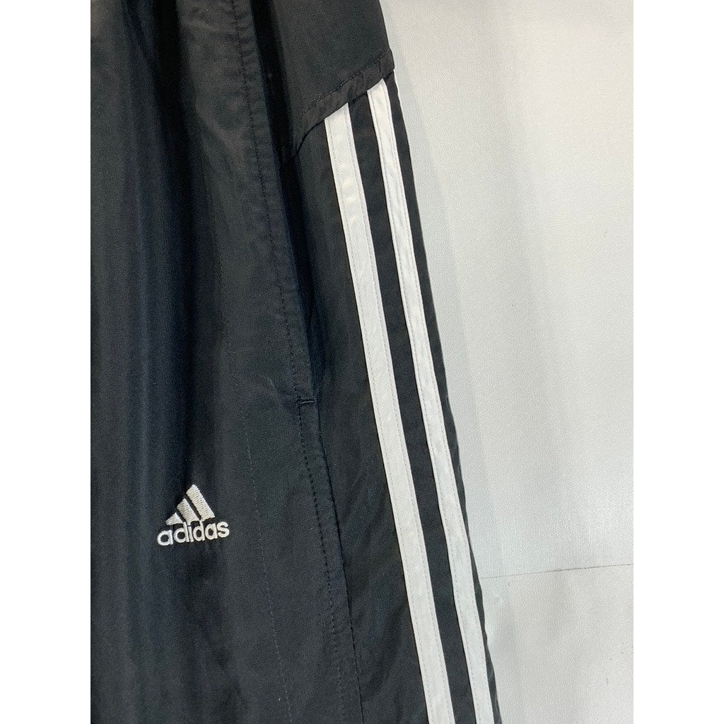 ADIDAS Men's Black/White 3-Stripe Climaproof 365 Pull-On Zipper-Hem Pants SZ S