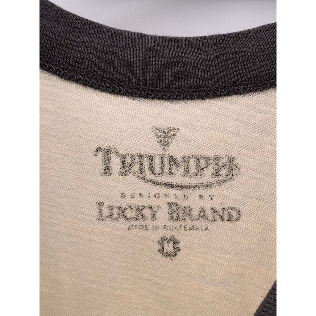 TRIUMPH By Lucky Brand Women's Beige-Gray Crewneck Tiger Sleeveless Top SZ M