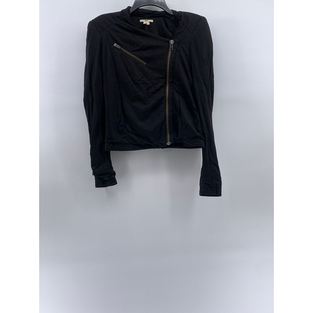 HELMUT HELMUT LANG Women's Petite Black Asymmetrical Zip-Up Top SZ P-XS
