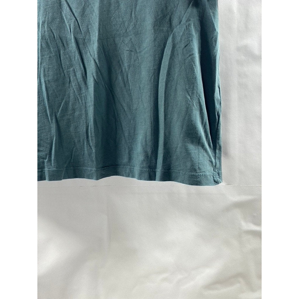 ZARA Women's Blue Solid Crewneck Short Sleeve Casual Cotton Top SZ M