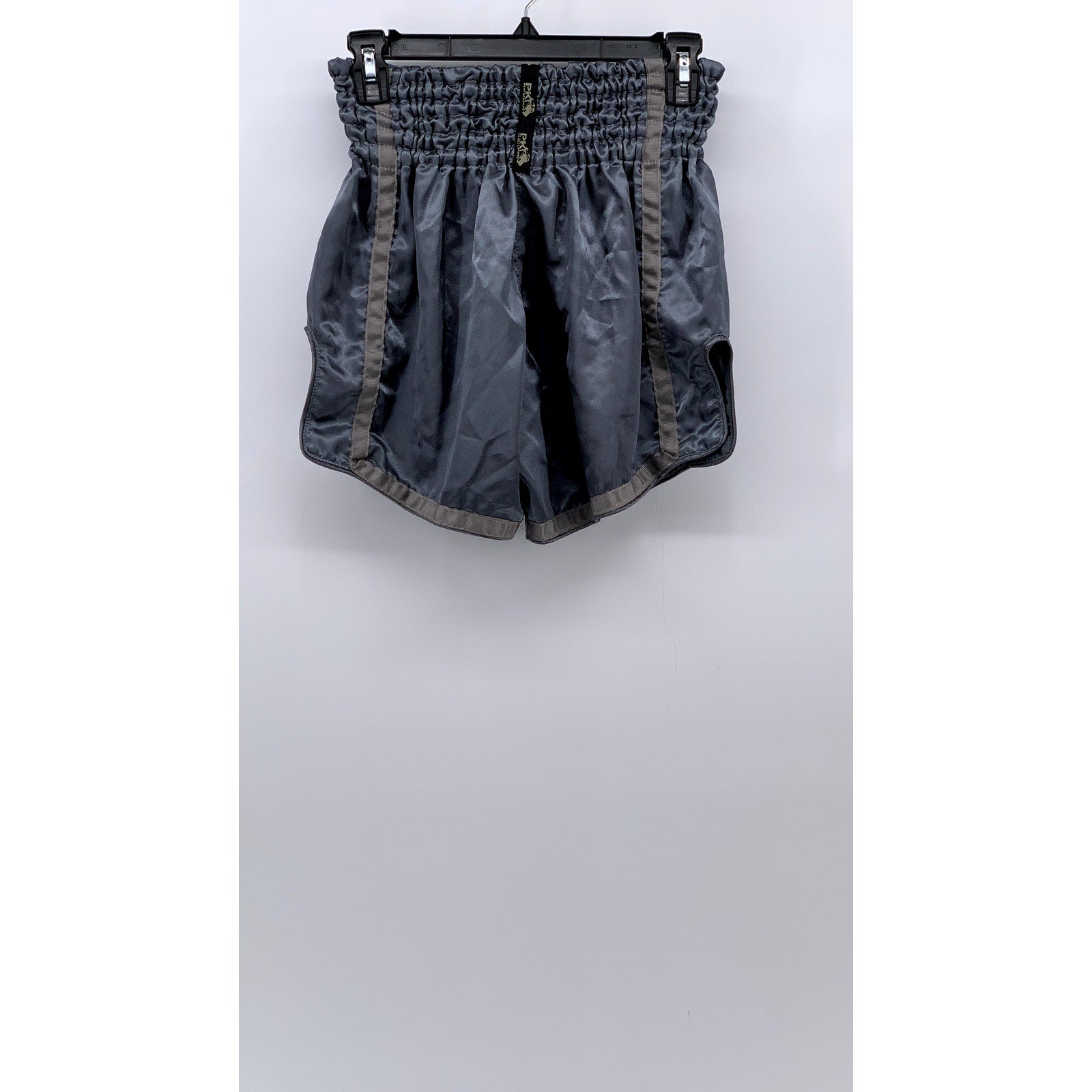 PK BOXING AMANPURI Men's Gray Smocked Pull-On Sport Maui Thai Boxing Shorts SZ L