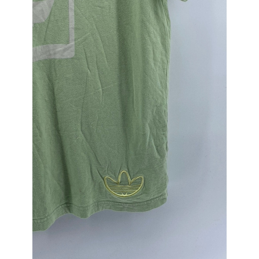 ADIDAS Men’s Lime Green Vintage Crewneck Graphic Recycled Logo T-Shirt SZ XL