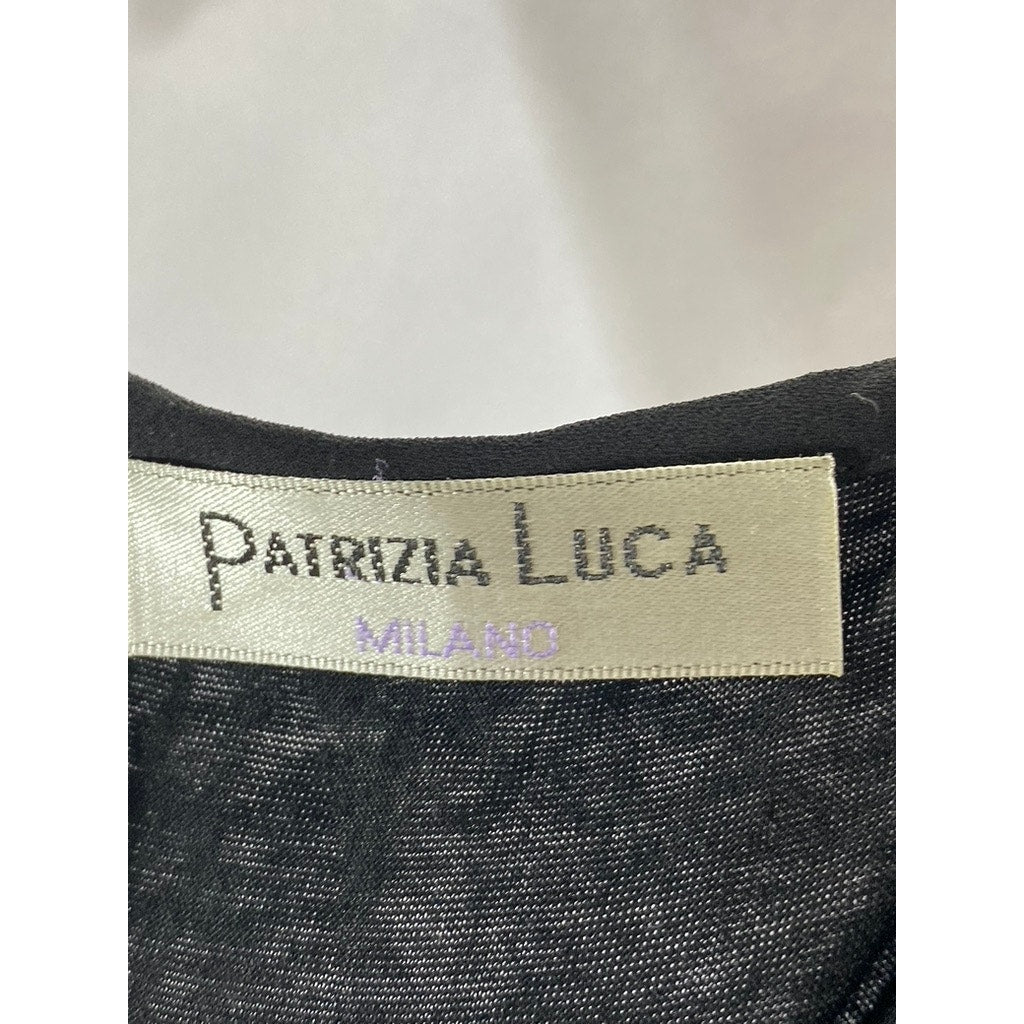 PATRICIA LUCA MILANO Women's Black Floral Scoop-Neck Tank Dress SZ S