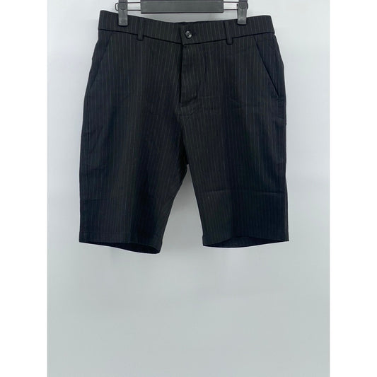 UNBRANDED Men's Black Pinstripe Regular-Fit Bermuda Shorts SZ 32