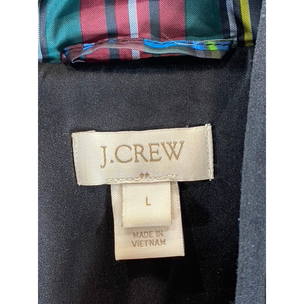 J.CREW Women's Black/Red/Green Plaid Zip-Up Quilted Vest SZ L