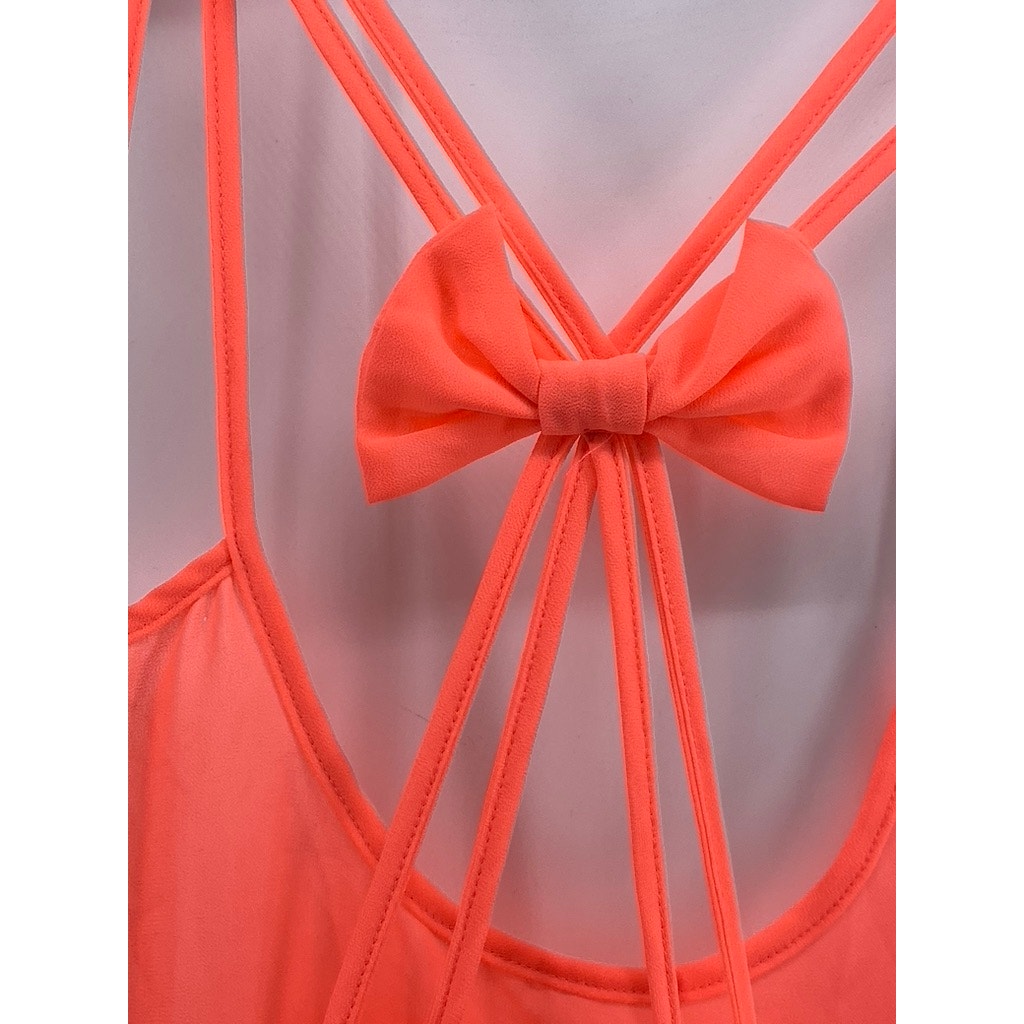 RUE 21 Women's Orange Sheer Cross-Back Bow Sheer Tank Top SZ L