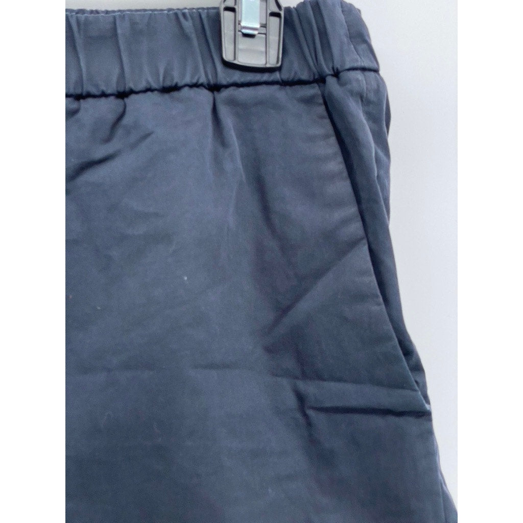 COS Women's Navy Blue Solid Cotton Cuffed Casual Mom Pull-On Shorts SZ 4