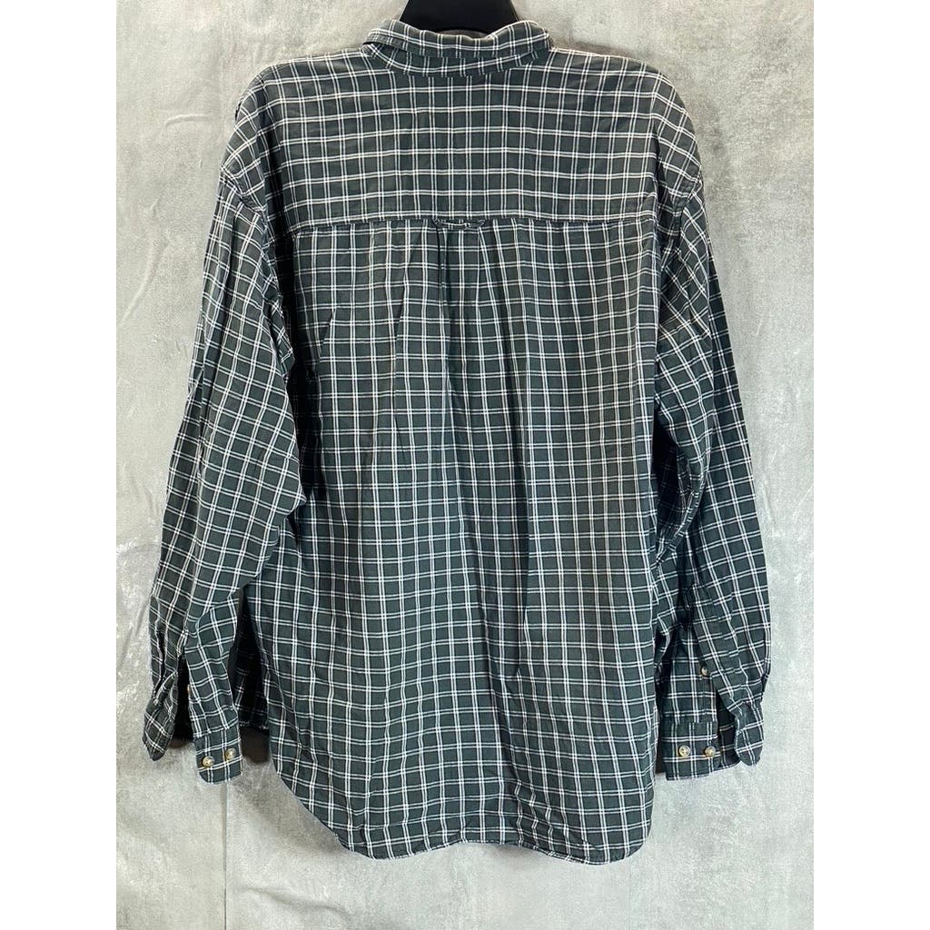 EDDIE BAUER Men's Green Mini Check Button-Up Long Sleeve Shirt SZ L