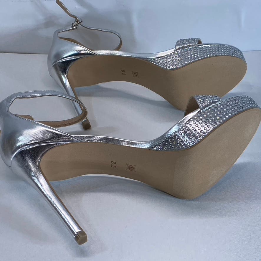 BCBGENERATION Women's Silver Rhinestone Embellished Nallah Platform Sandal SZ8.5
