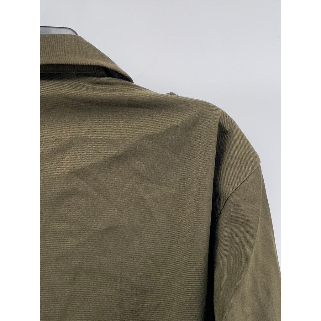 HEERESEIGENTUM Men's Vintage Olive Green Button-Up Long Sleeve Slama Shirt SZ M