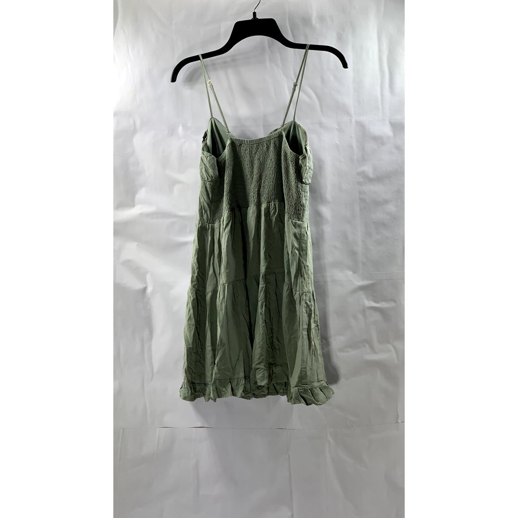 CI SONO Women's Sage Green Sweetheart Spaghetti Strap Tiered Mini Dress SZ S