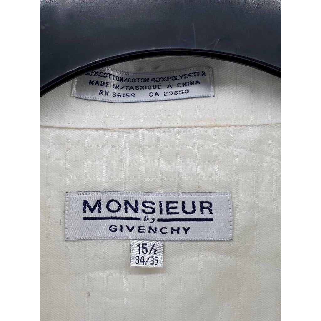 MONSIEUR BY GIVINCHY Men's Vintage White Regular-Fit Button-Up Shirt SZ 15.5