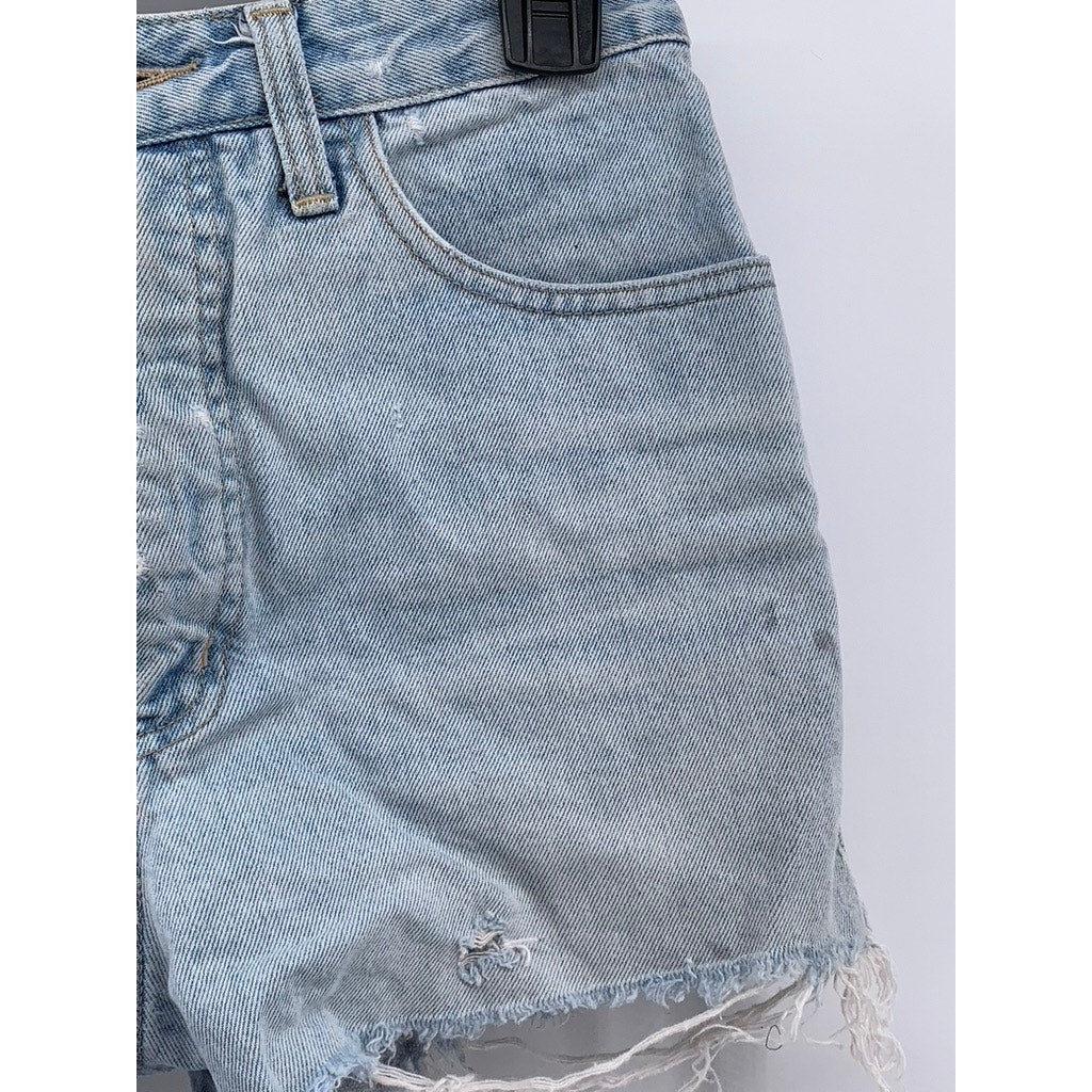 GUESS By GEORGES MARCIANO Women's Vintage Blue Denim Distressed Shorts SZ 29
