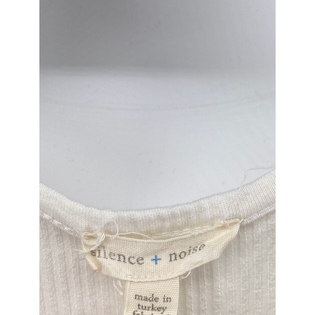SILENCE+NOISE Women's Off-White Scoop-Neck Ribbed Racerback Midi Dress SZ XS