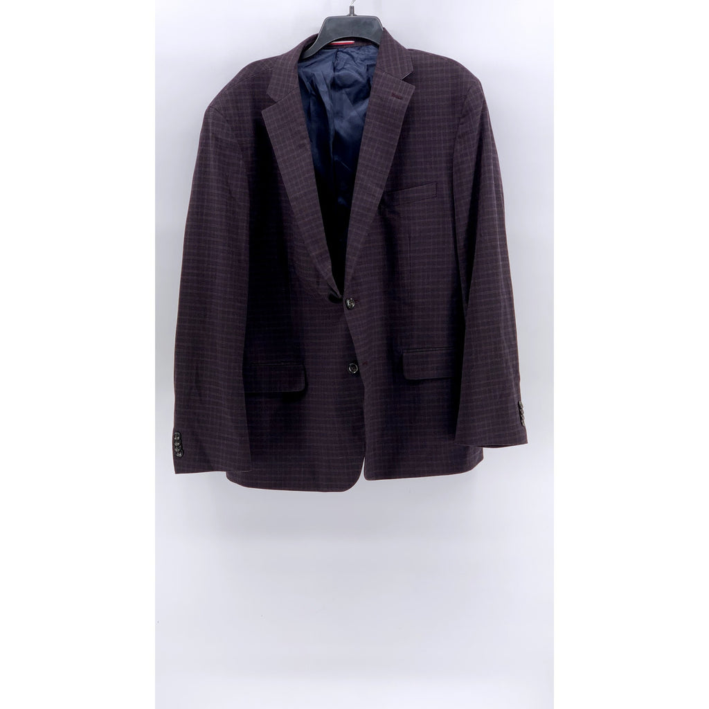 TOMMY HILFIGER Men's Brown Micro Grid Two-Button Blazer SZ 48R