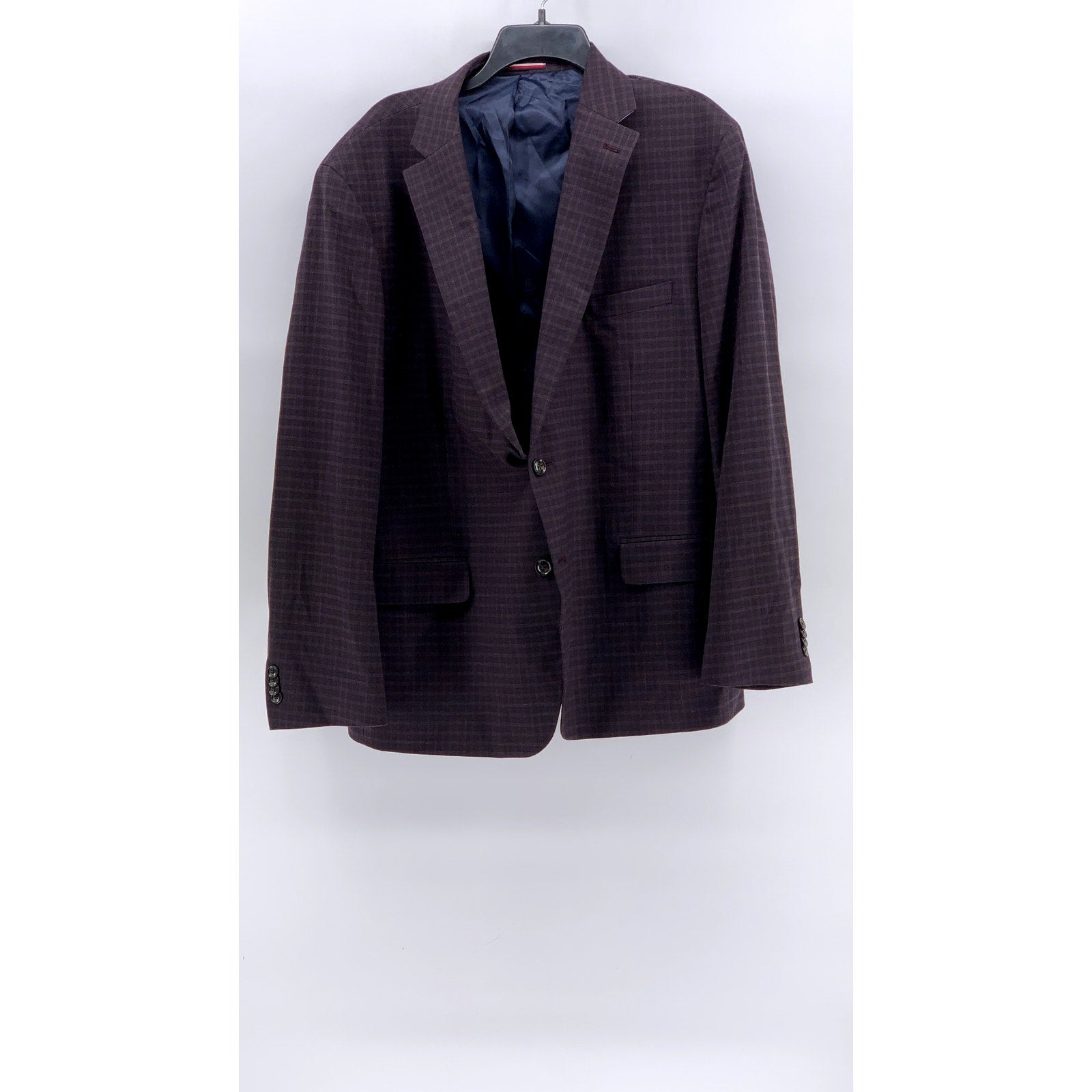 TOMMY HILFIGER Men's Brown Micro Grid Two-Button Blazer SZ 48R