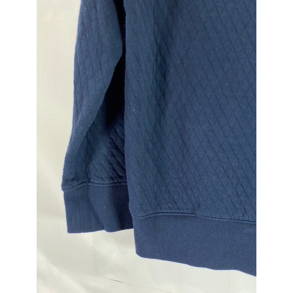 GOODFELLOW & CO Men's Navy Quilted Snap-Button Stand Collar Pullover Sweater SZS