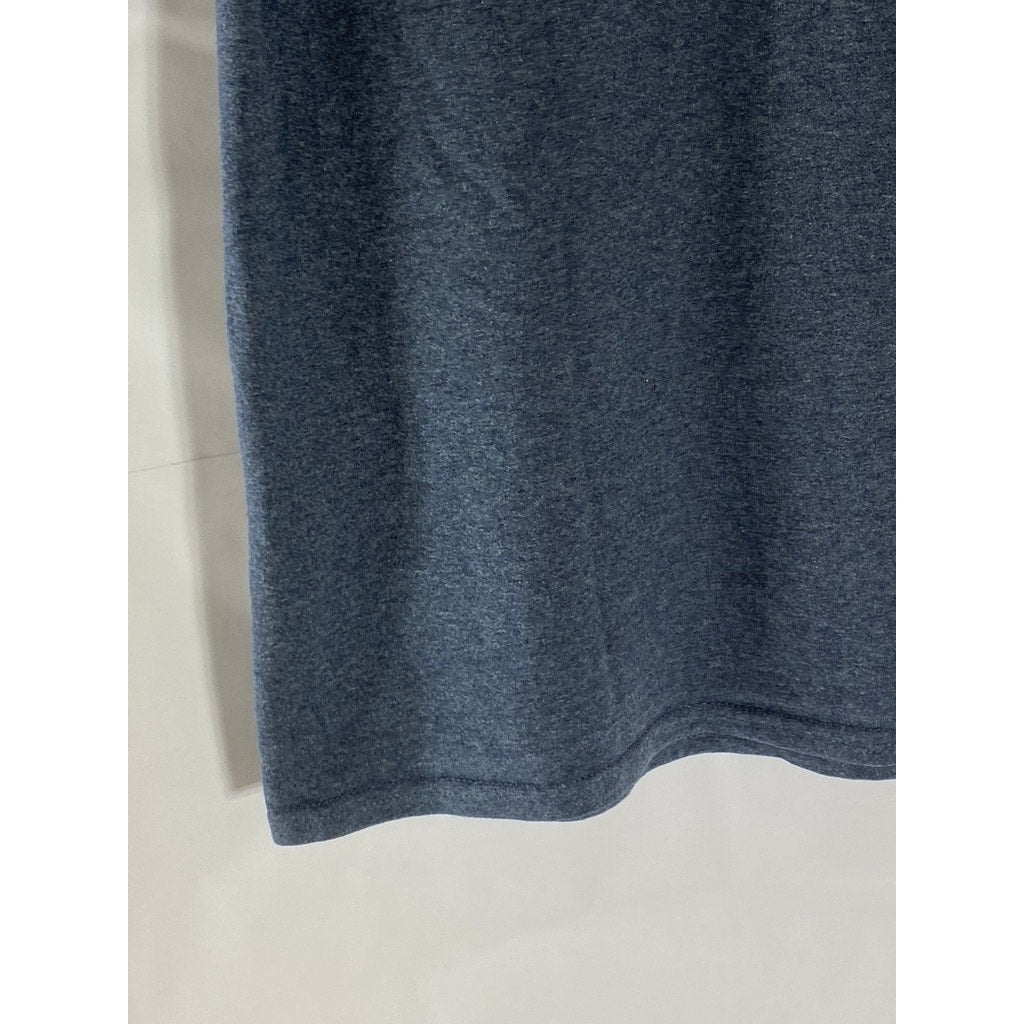 GILDAN Men's Blue Custom Words Fail Music Speaks Graphic Crewneck T-Shirt SZ M