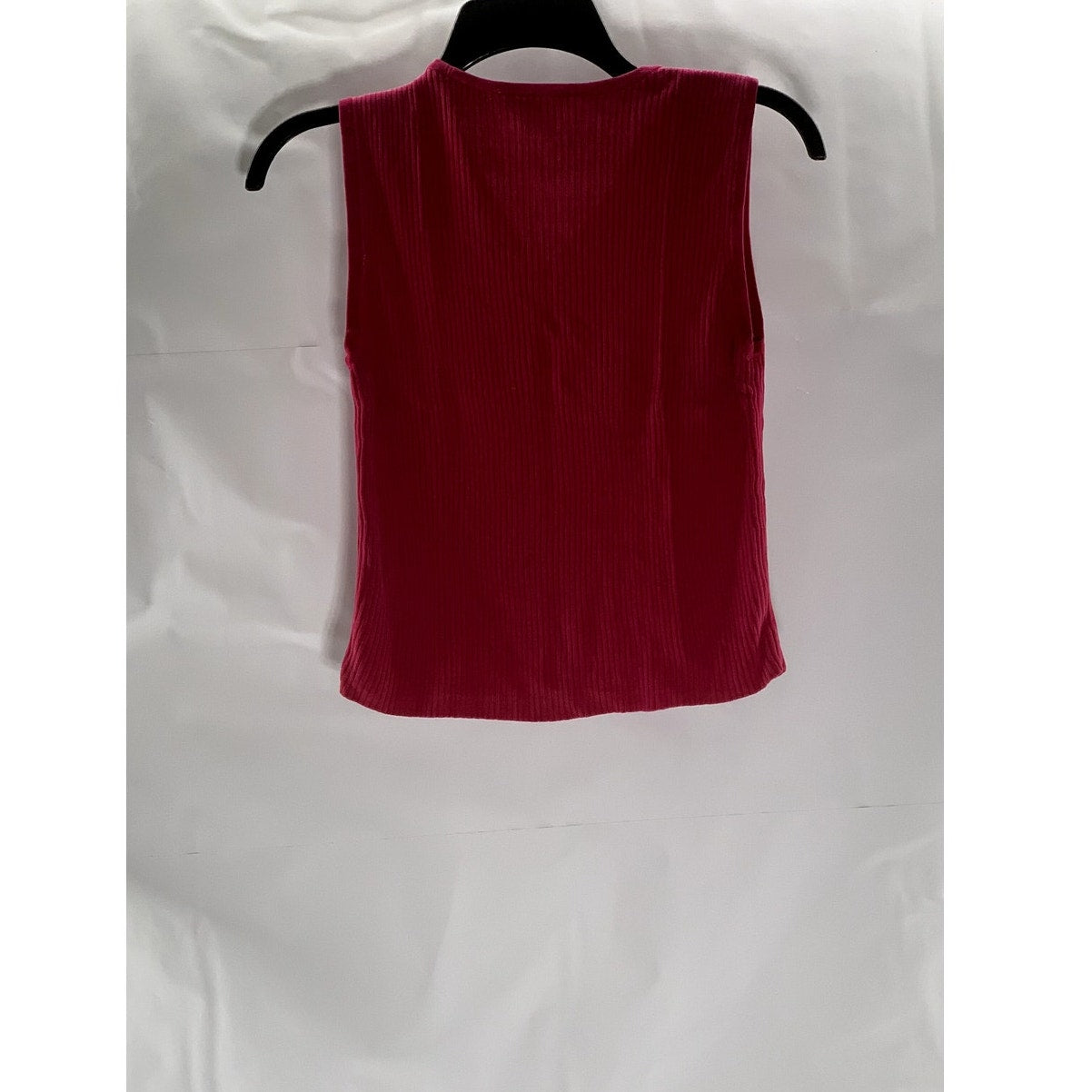 UNBRANDED Women's Fuchsia Ribbed V-Neck Sleeveless Top SZ S