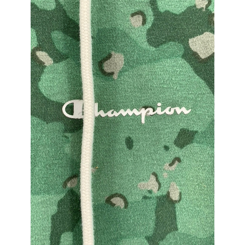 CHAMPION Men's Green Camo Print Global Explorer French Terry Hoodie SZ M