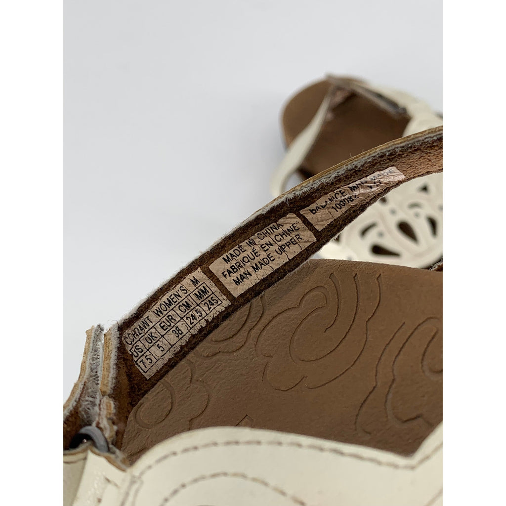 ROCKPORT Women's White Leather Ridge Floral Slingback Comfort Thong Sandal SZ7.5