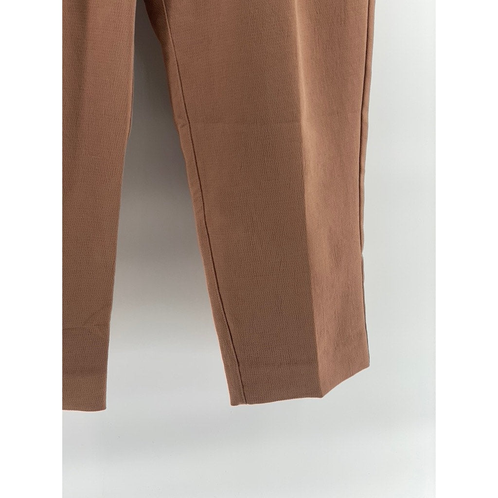 WILFRED Women's Brown Straight-Leg Pleated High-Rise Cropped Trousers SZ 2