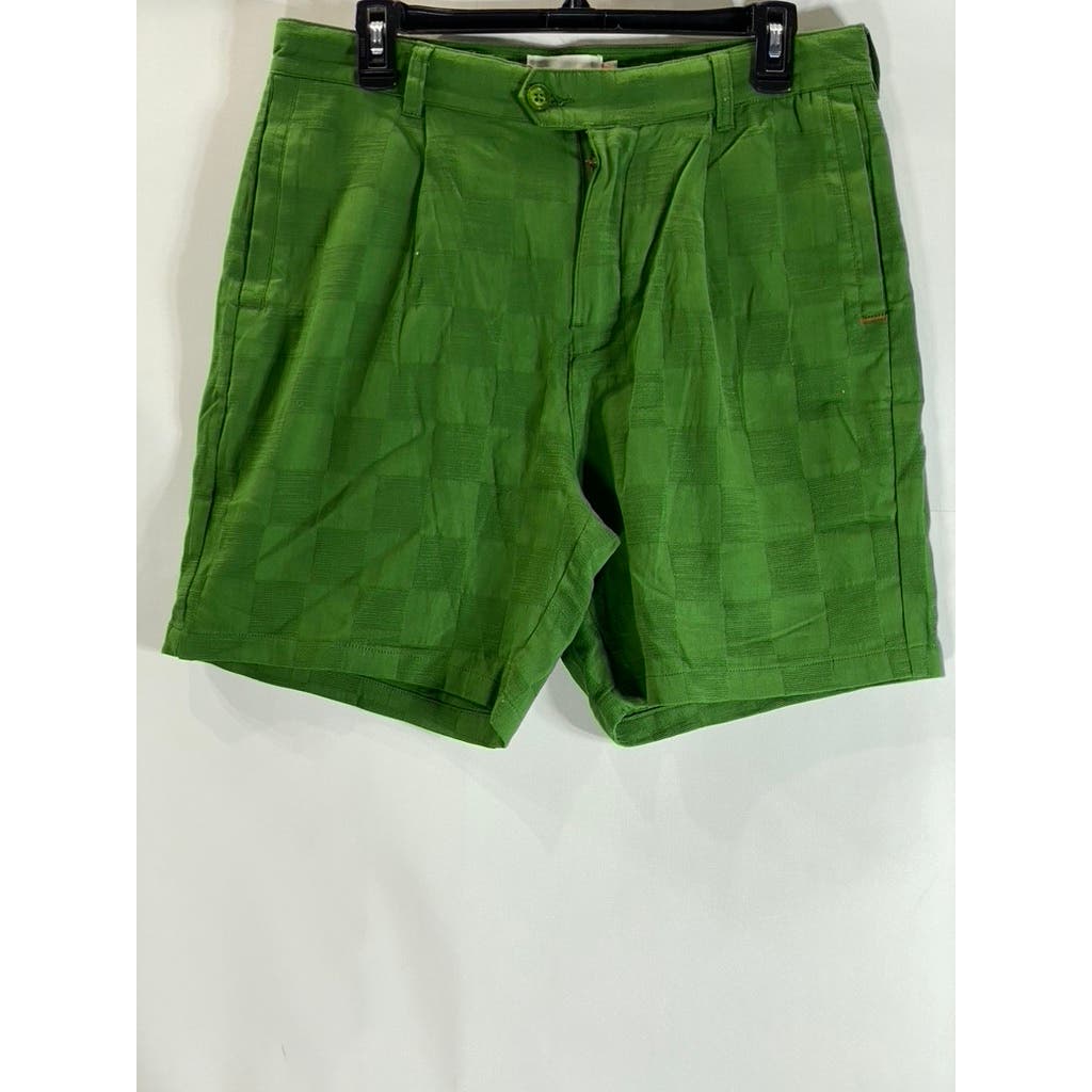 HONOR THE GIFT Men's Green Jacquard Checkered Casual Short SZ 32
