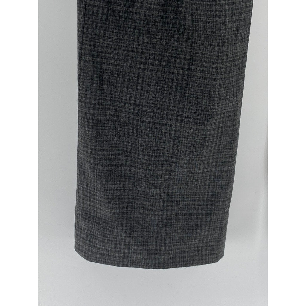 NEW YORK & COMPANY Women's Charcoal Gray Stretch Plaid Flare-Leg Pants SZ 4