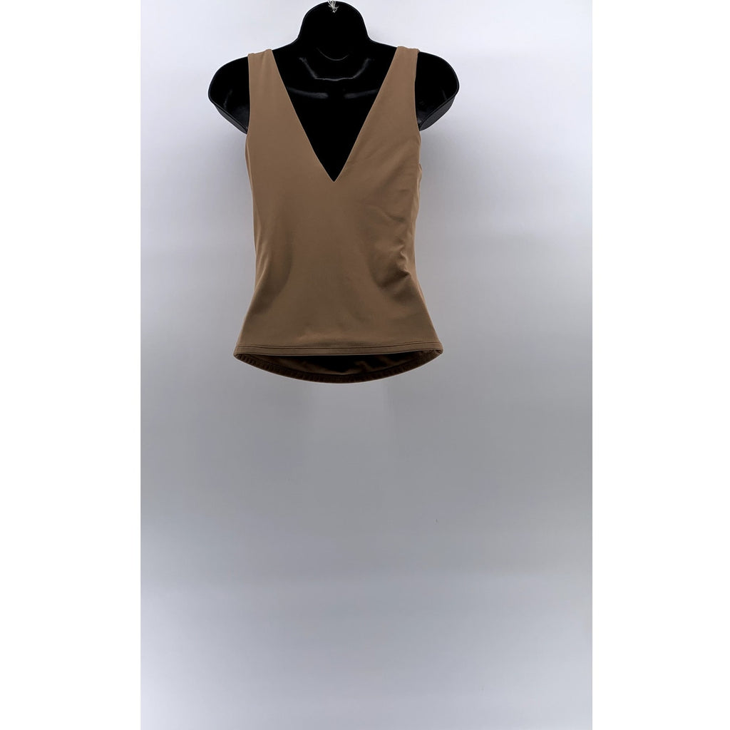 EXPRESS Women's Pecan Double V-Neck Body Contour High Compression Tank Top SZ S