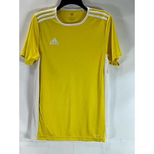 ADIDAS Men's Yellow 3-Stripe Aeroready Crewneck Entrada 18 Soccer Jersey SZ S