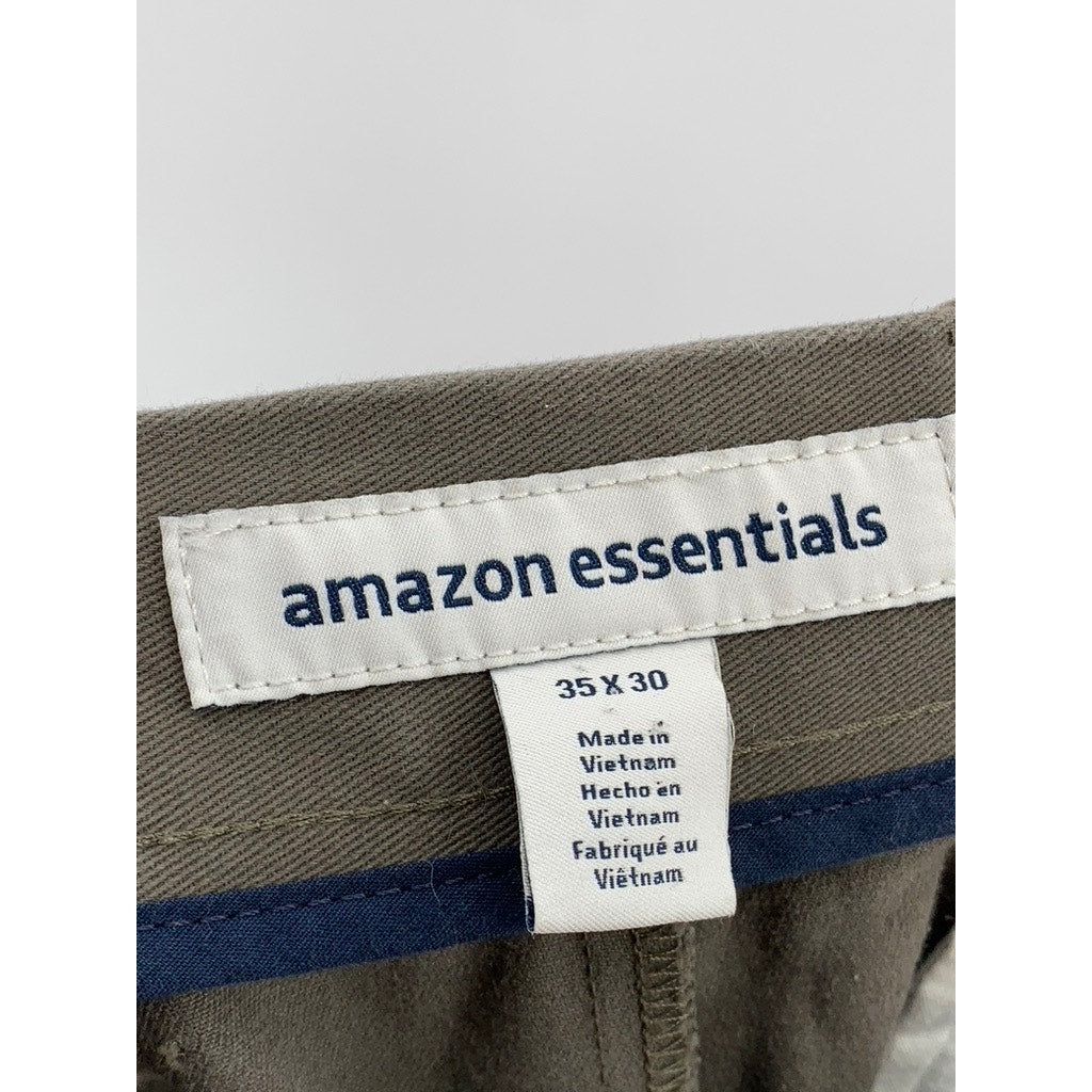 AMAZON ESSENTIALS Men's Taupe Straight-Leg Chino Pants SZ 35X30
