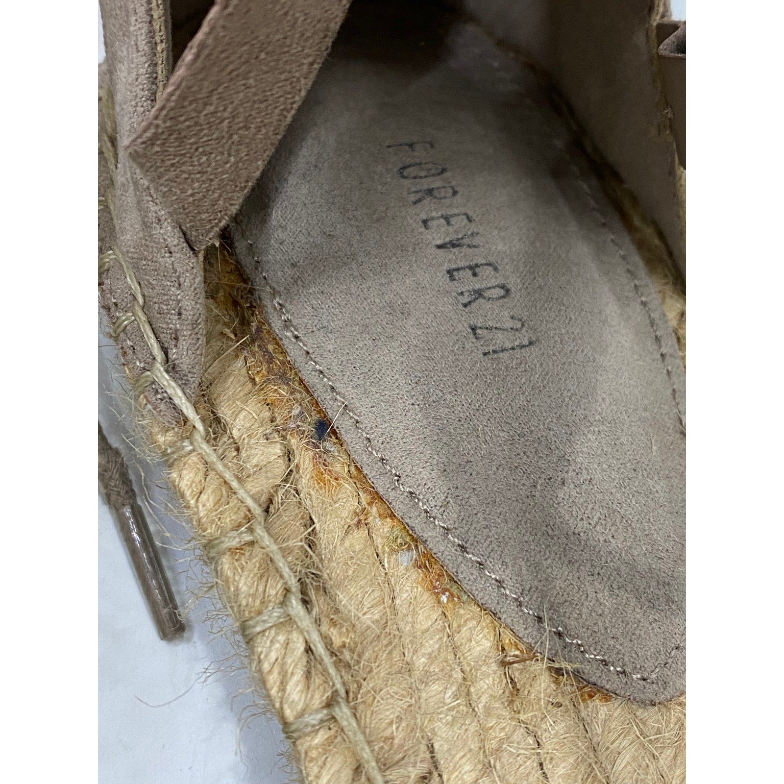 FOREVER 21 Women's Beige Faux-Suede Strappy D-Orsay Flat Espadrille Sandals SZ10