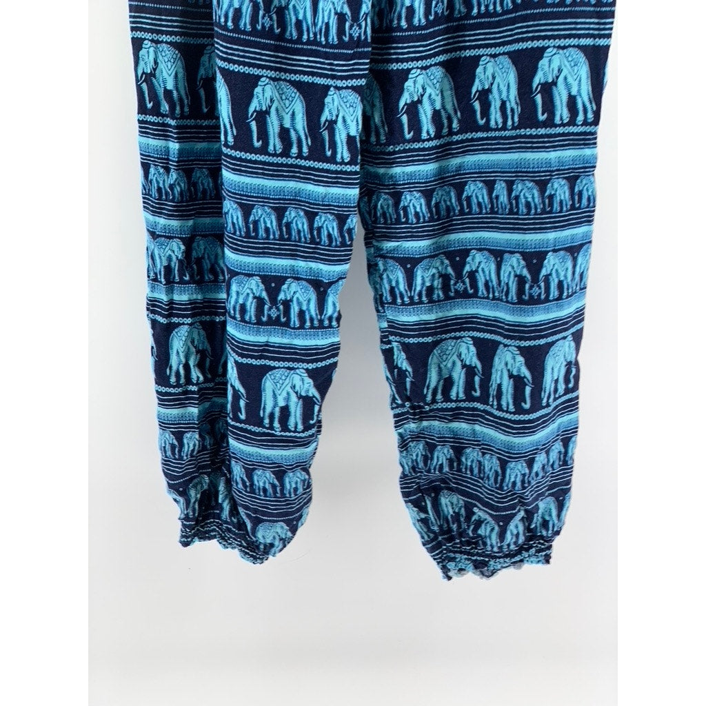 UNBRANDED Women's Blue Elephant Printed Pants SZ S