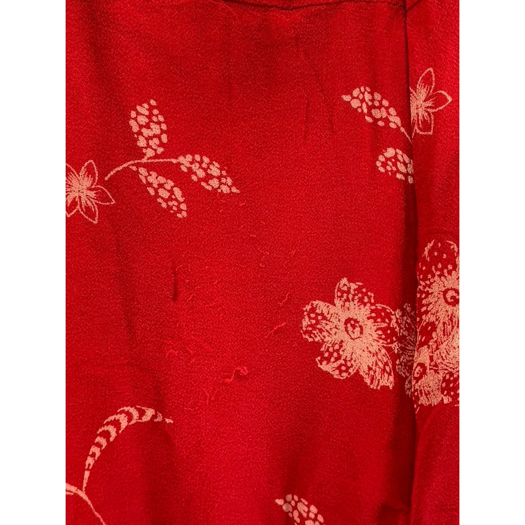COLDWATER CREEK Women's Red Floral The Vintage Twin Scoop-Neck Silk Dress SZ S