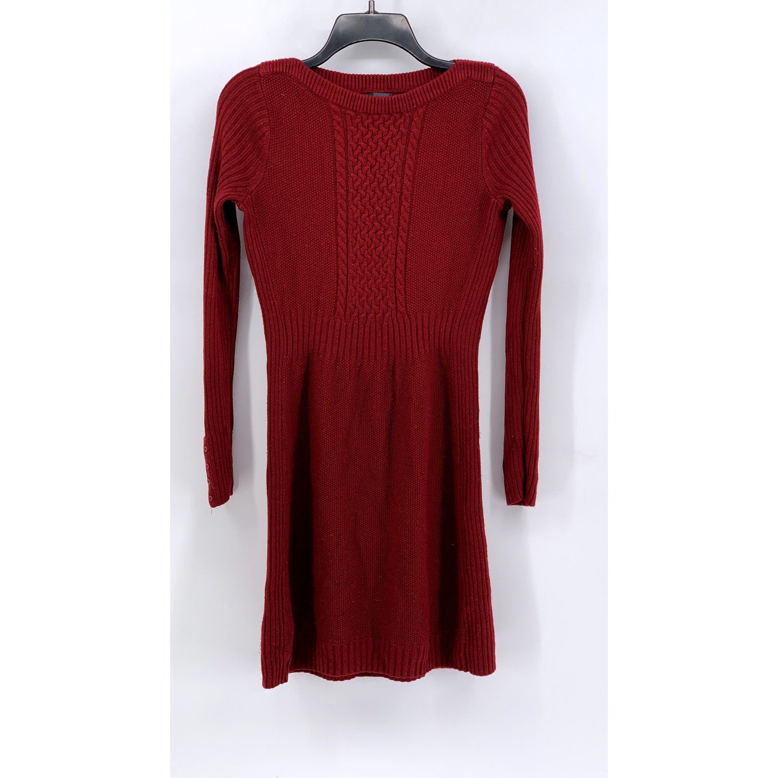 THE LIMITED Women's Red Knit Crewneck Long Sleeve Dress SZ S