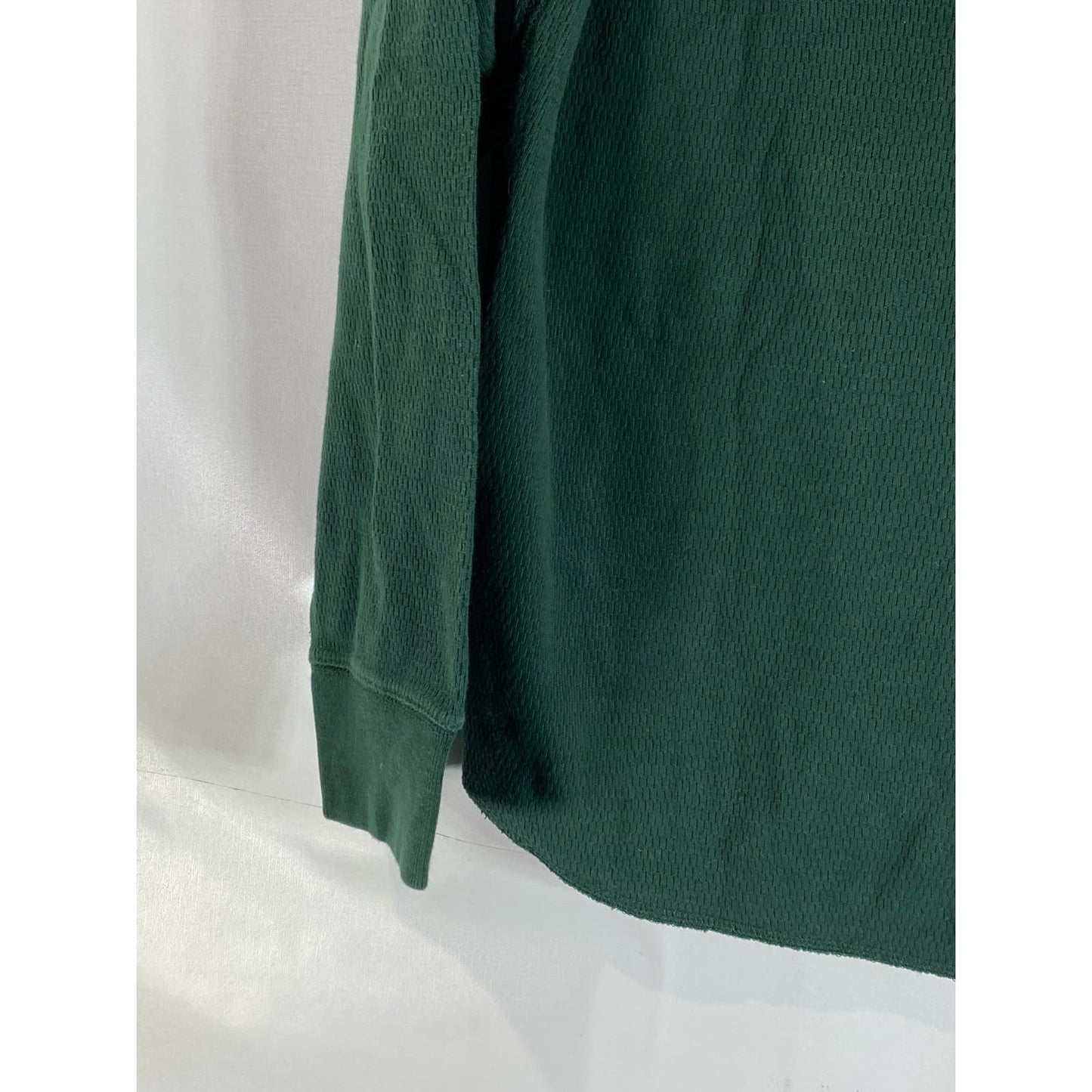 J.CREW Men's Dark Green Cotton Waffle-Knit Pullover Henley T-Shirt SZ M