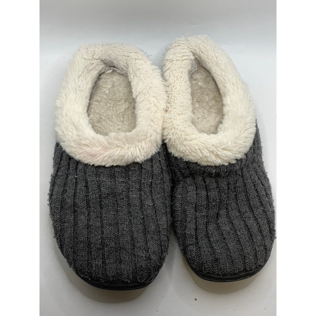 DEAR FOAMS Women's Charcoal Ribbed Faux Fur Slippers SZ 8