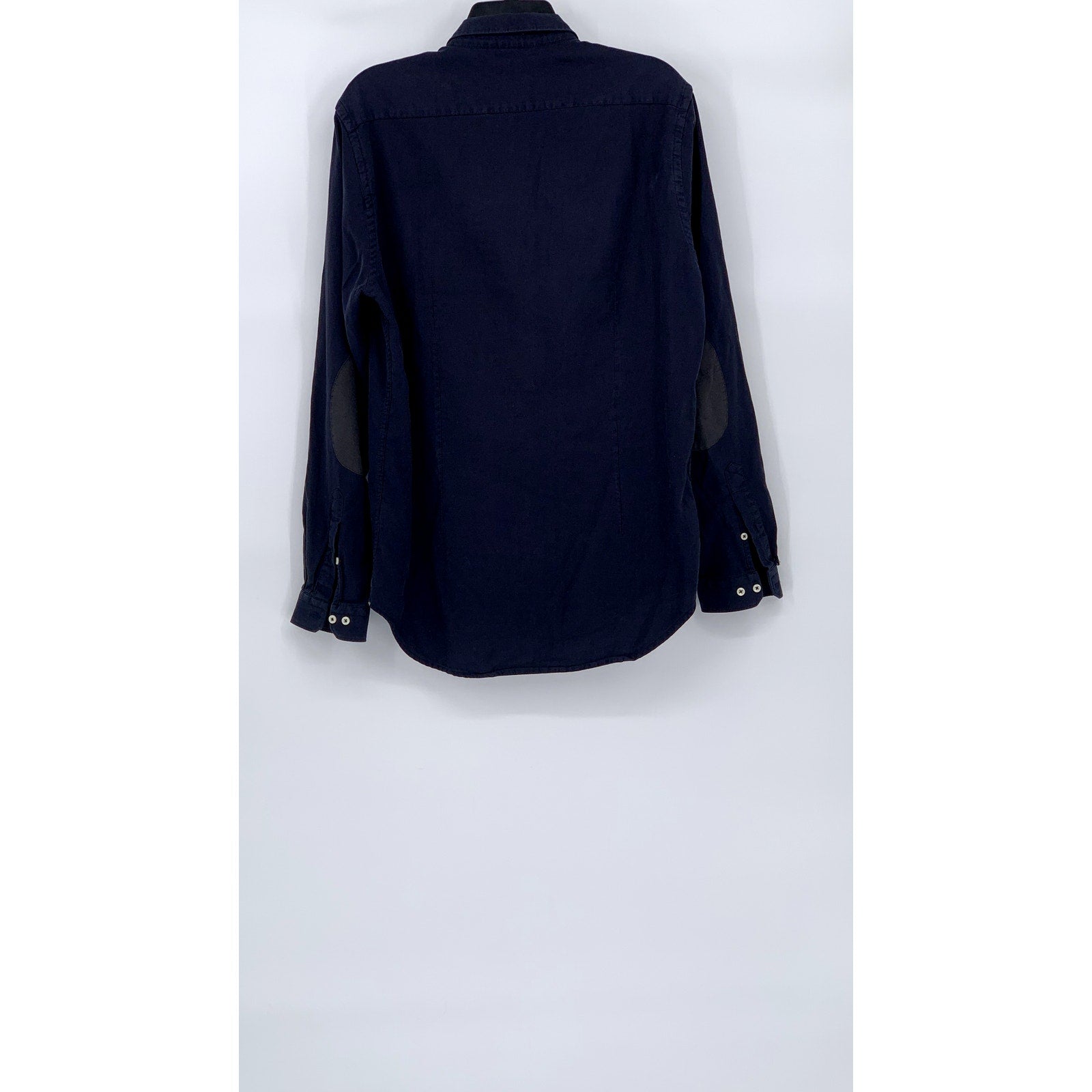 ZARA Men's Navy Blue Textured Slim-Fit Button-Up Long Sleeve Shirt SZ XL