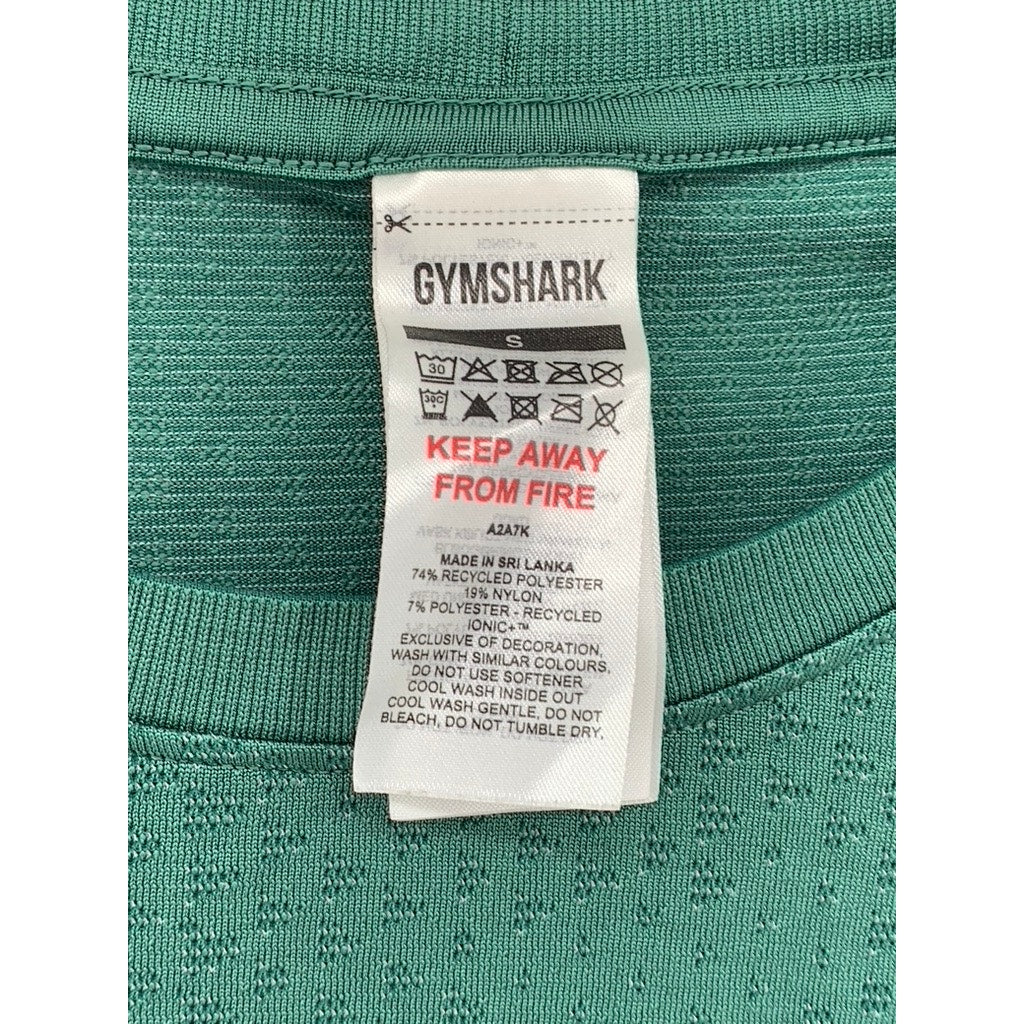 GYMSHARK Men's Green Sport Seamless Slim Fit Crewneck Long Sleeve T-Shirt SZ S